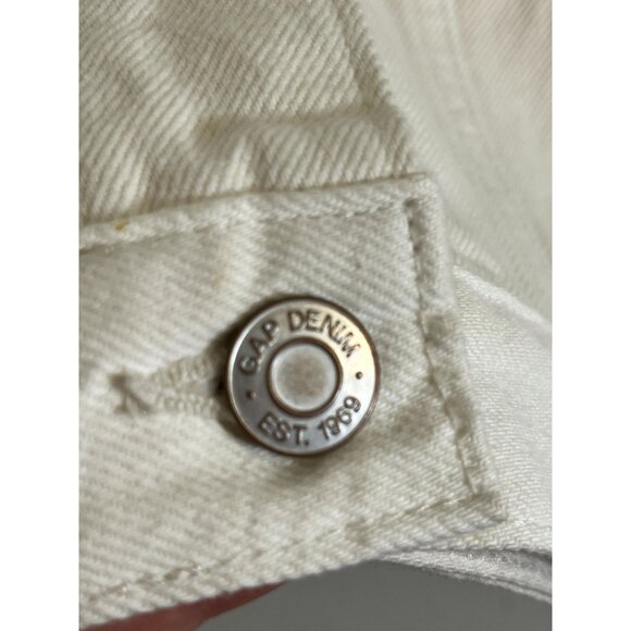 Gap Denim Jacket L White Western Boho Hippie Neutral Minimalist Classic Chic 80s - Picture 4 of 11